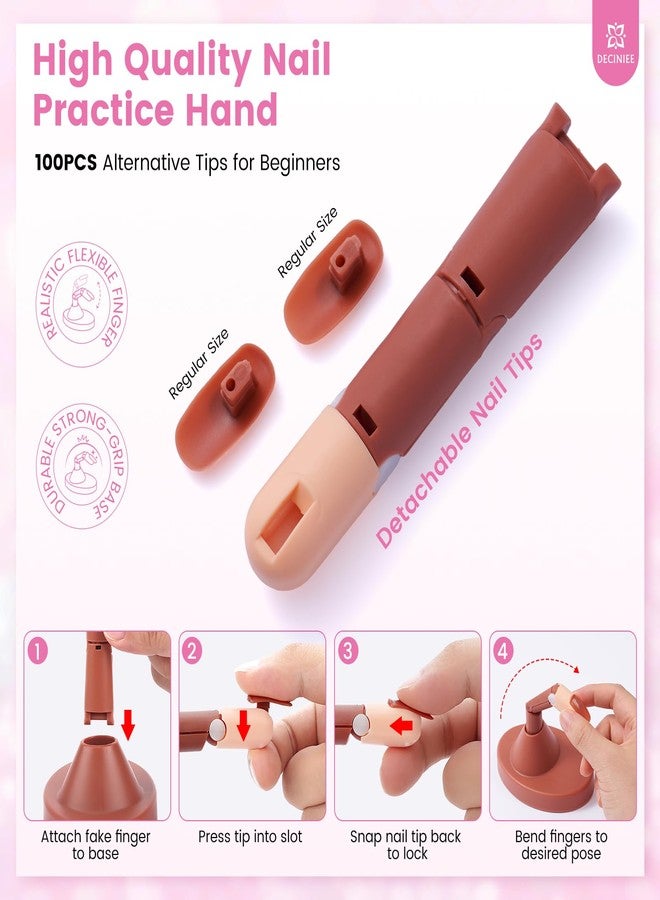 Deciniee Nail Kit for Beginners with Everything: Professional Nail Acrylic Powder Liquid Set with Practice Finger Drill U V Light in Makeup Bag for Women Salon Home (Pink) - Image 4